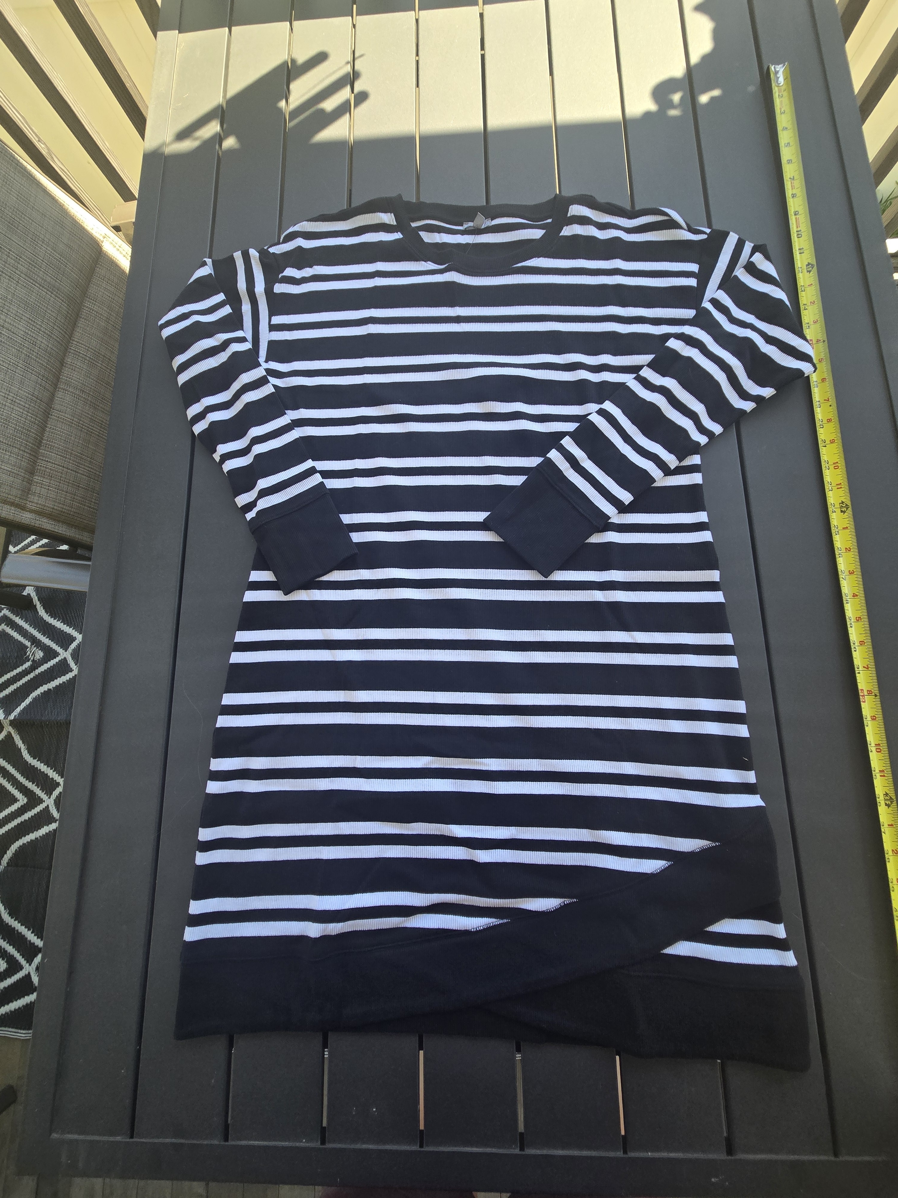 Black And White Striped Long Sleeve Tunic